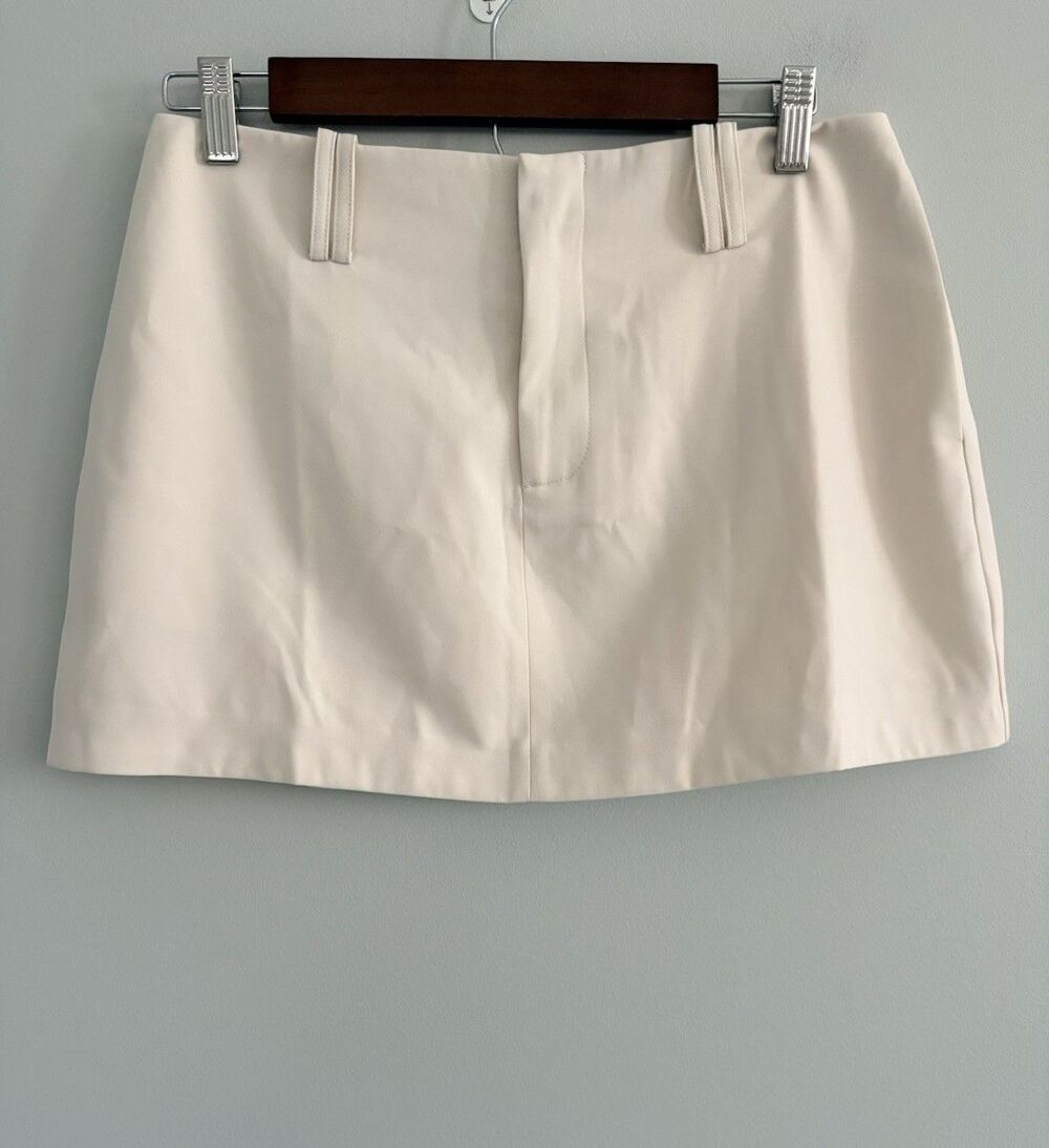 Womens Mini Skirt Lettie Ivory Womens US Size 4 Zipper Faux Pockets New